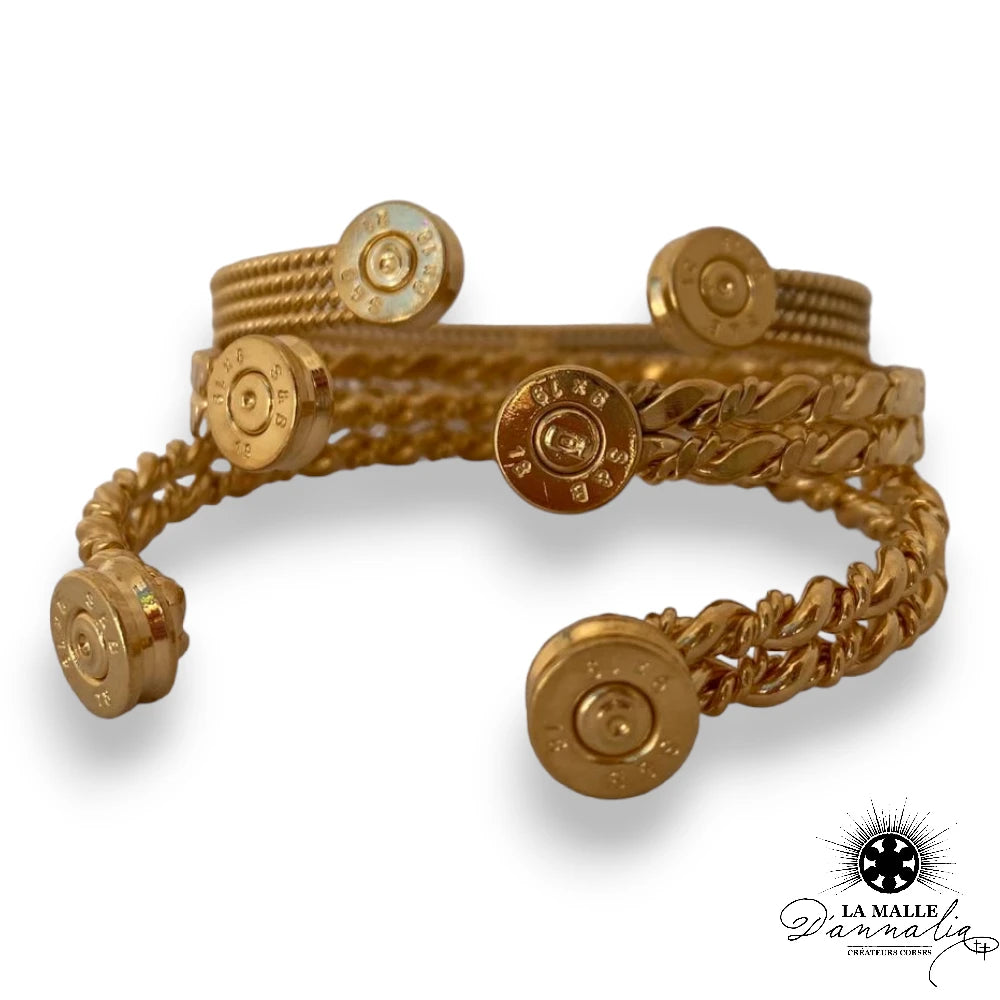 lamalledannalia-Jonc-Bracelet-Maille-Milanaise-Plaque-Or-3Microns-Douilles-9mm--Esprit-Vintage-createur-corse