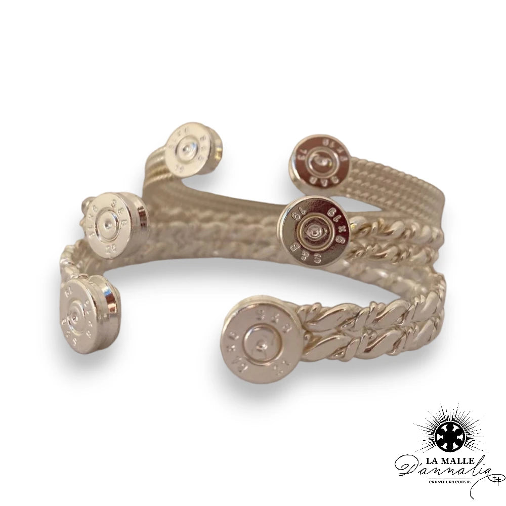 lamalledannalia-Jonc-Bracelet-Maille-Milanaise-plaque-Argent-Douilles-createur-corse