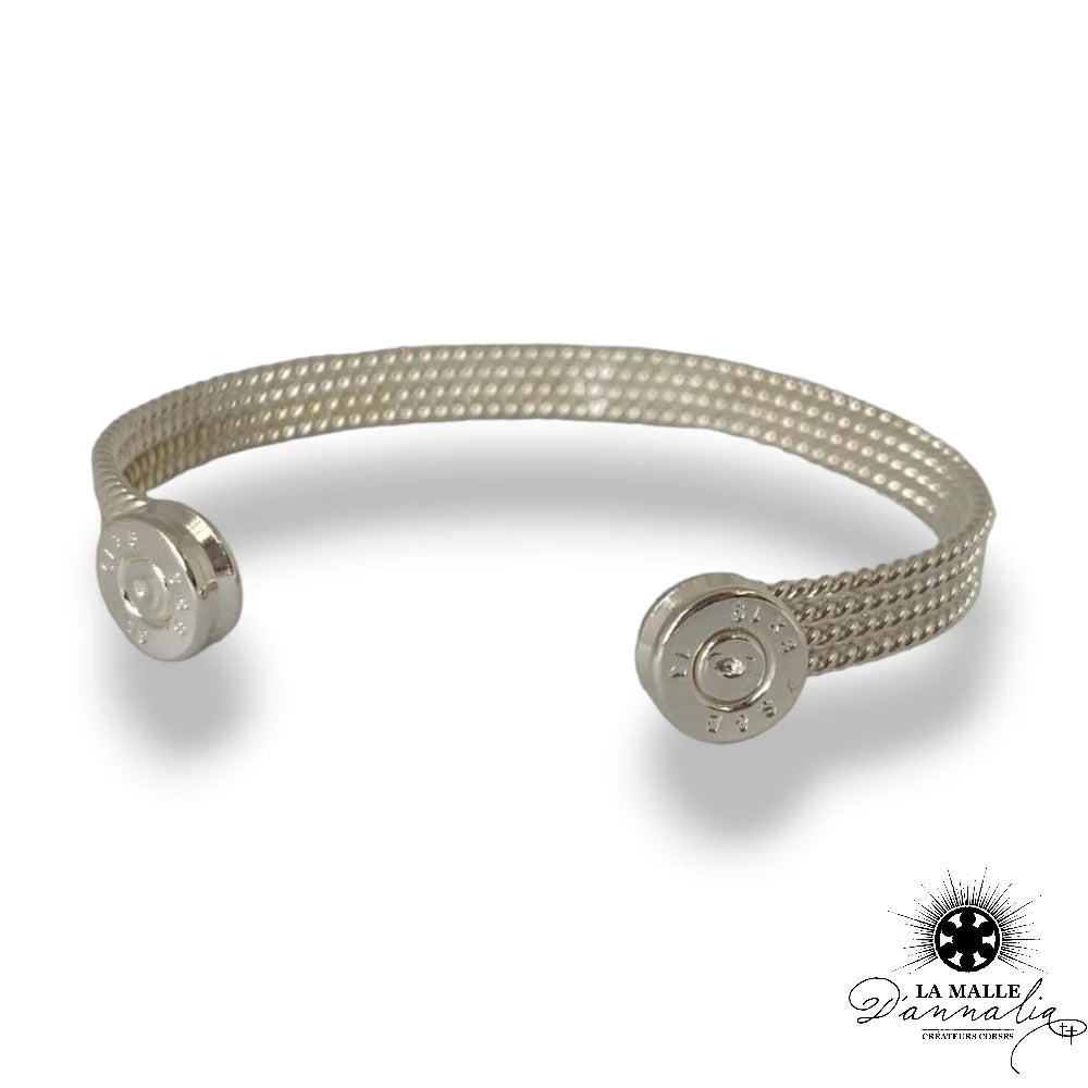 lamalledannalia-Jonc-Bracelet-Maille-Milanaise-plaque-Argent-Douilles-createur-corse-bastia
