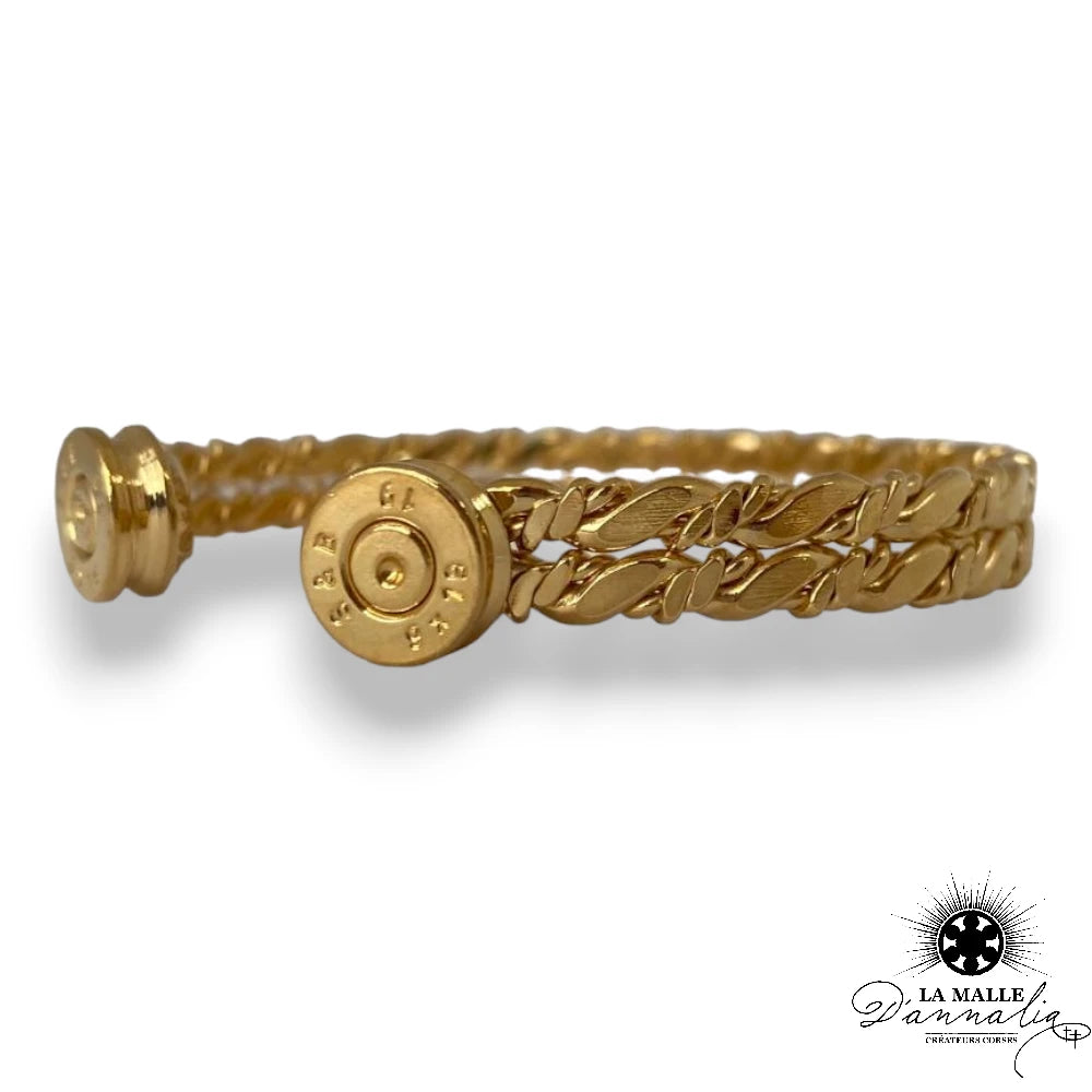 lamalledannalia-Jonc-Bracelet-Torsade-Plat-Double-Plaqur-Or-3Microns-Douilles-9mm