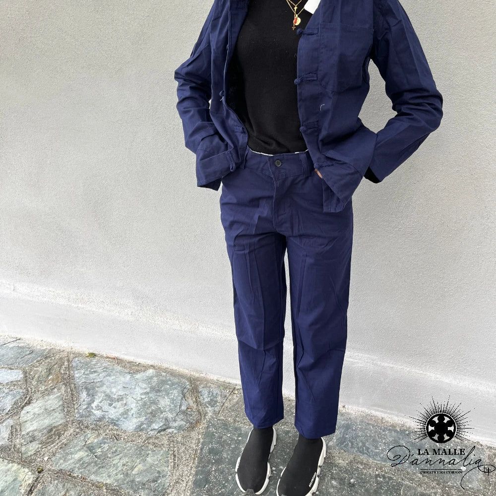 Pantalon bleu Chine bleu indigo Marque lanticher