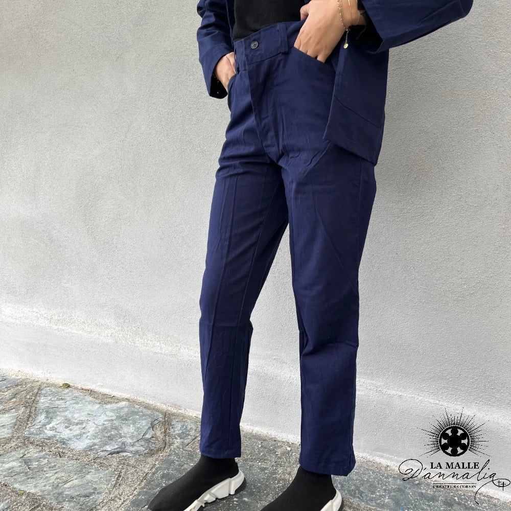 pantalon bleu de chine lamalledannalia