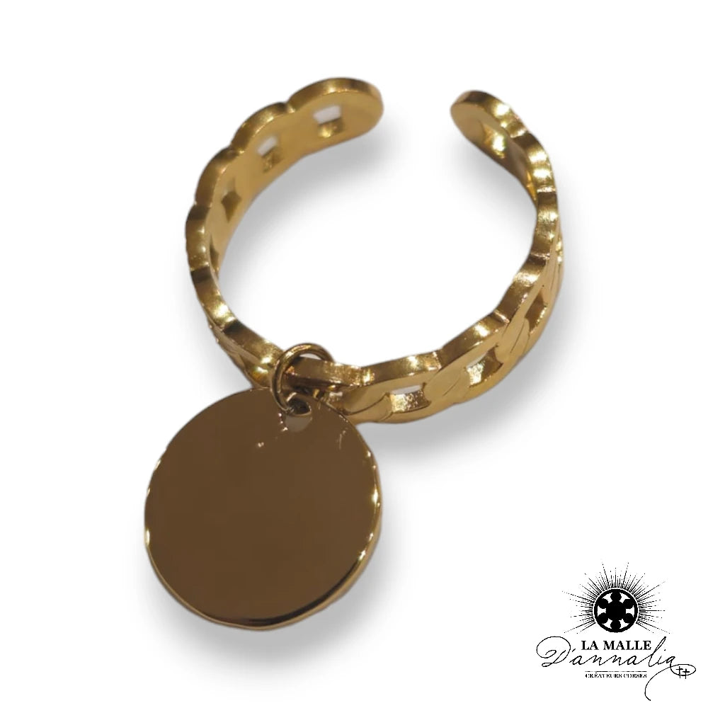 lamalledannalia-Personnalisation-gravure-Bague-Acier-Inoxydable-316L-dore-martele