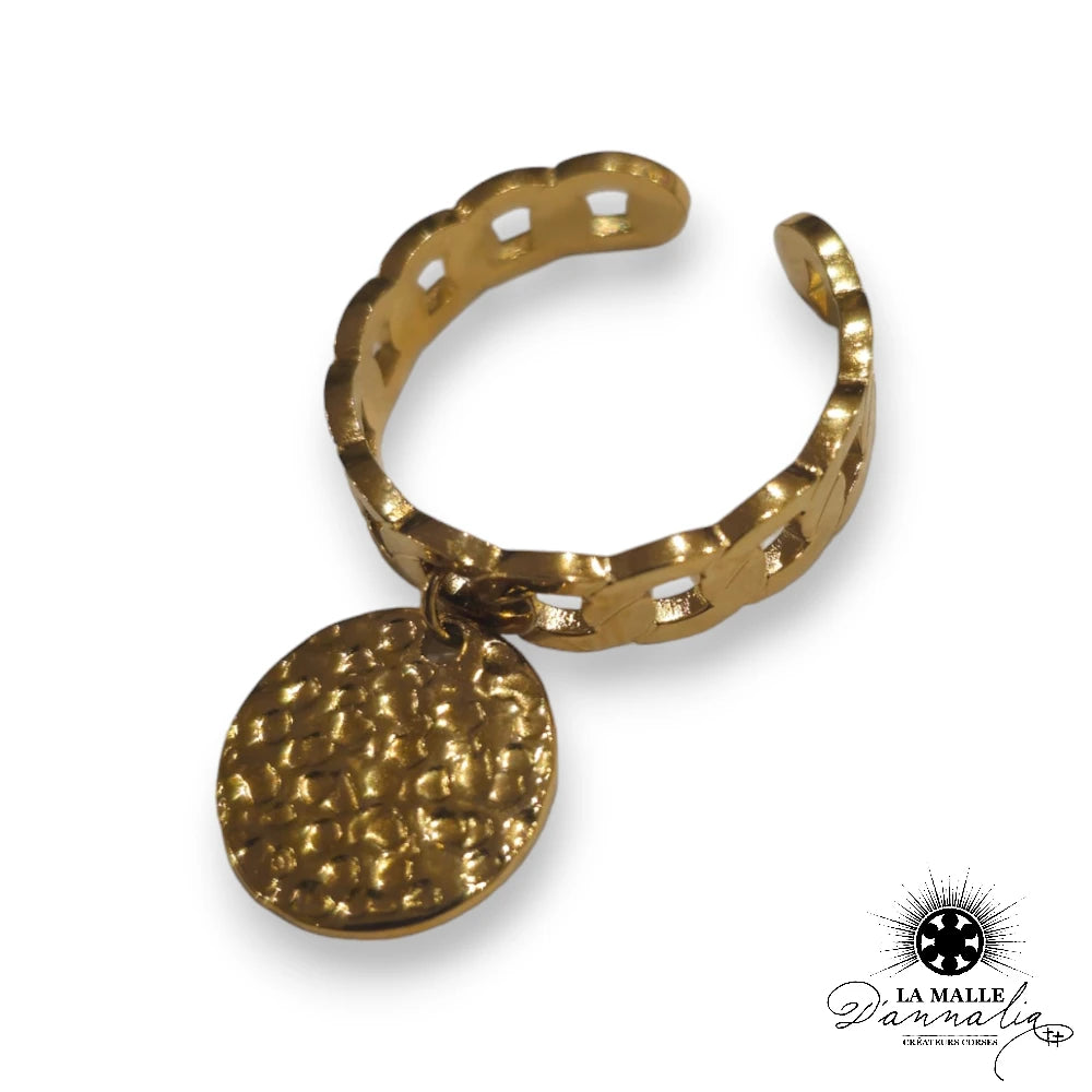 lamalledannalia-Personnalisation-gravure-Bague-Acier-Inoxydable-316L-dore-martele-creation