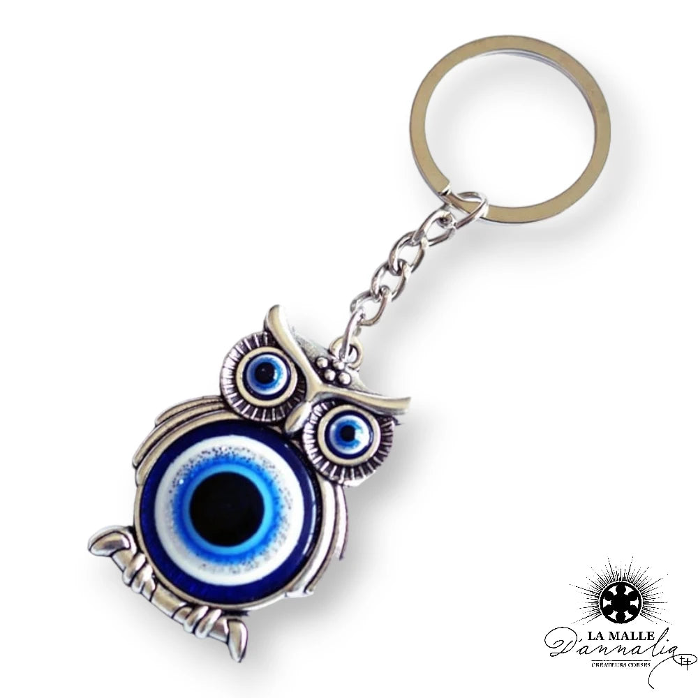 lamalledannalia-Porte-Cles-Chouette-Hibou-Oeil-Bleu-Chance-Protection