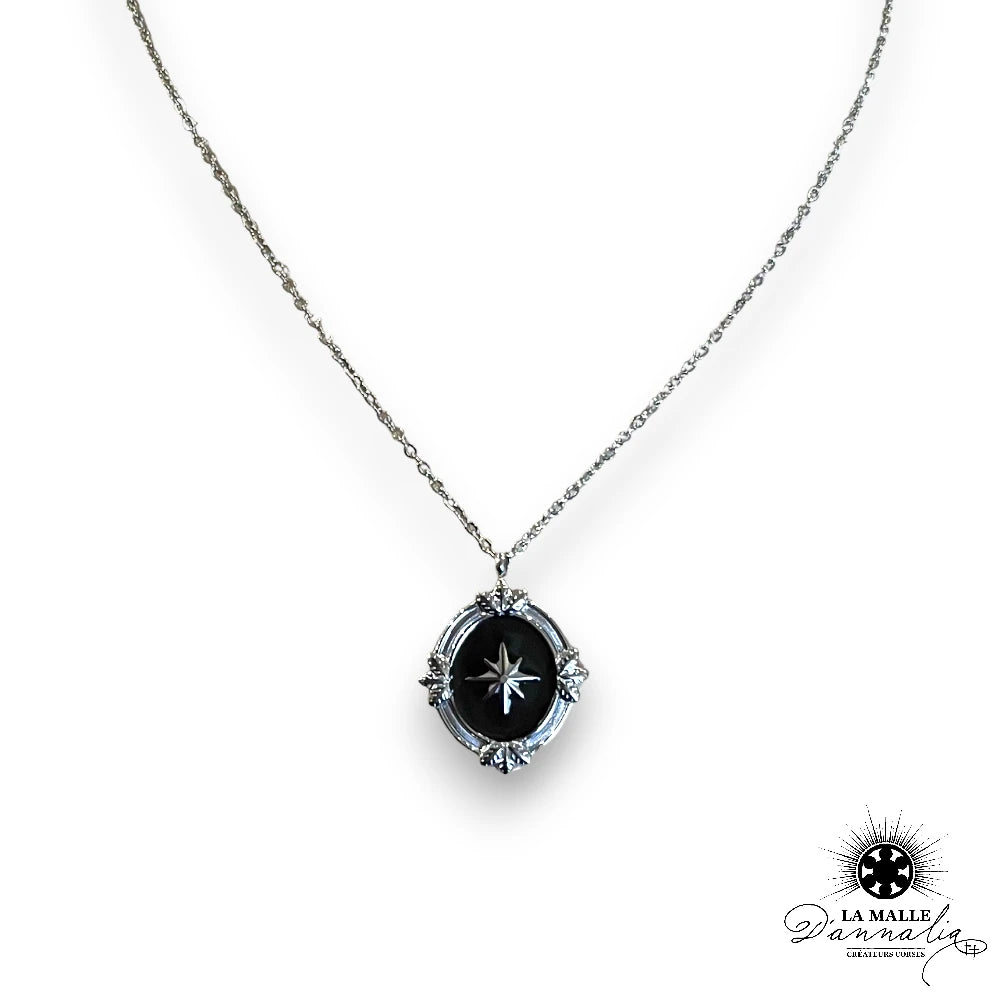 lamalledannalia-bijou-argent-AcierInoxydable-collier-Medaillon-etoile