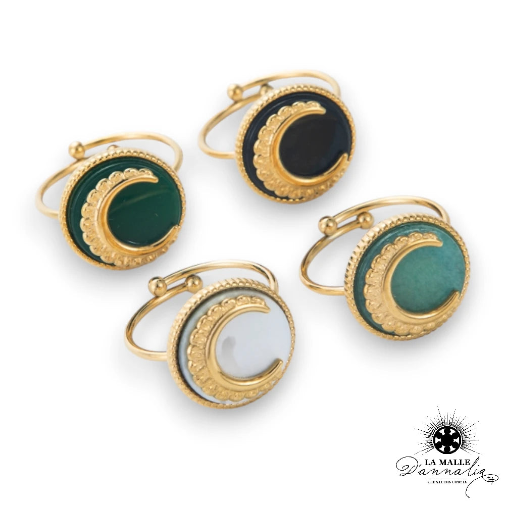 lamalledannalia-bijou-bague-acier-inoxydable-dore-lune-noir-lune-vert-lune-blanc
