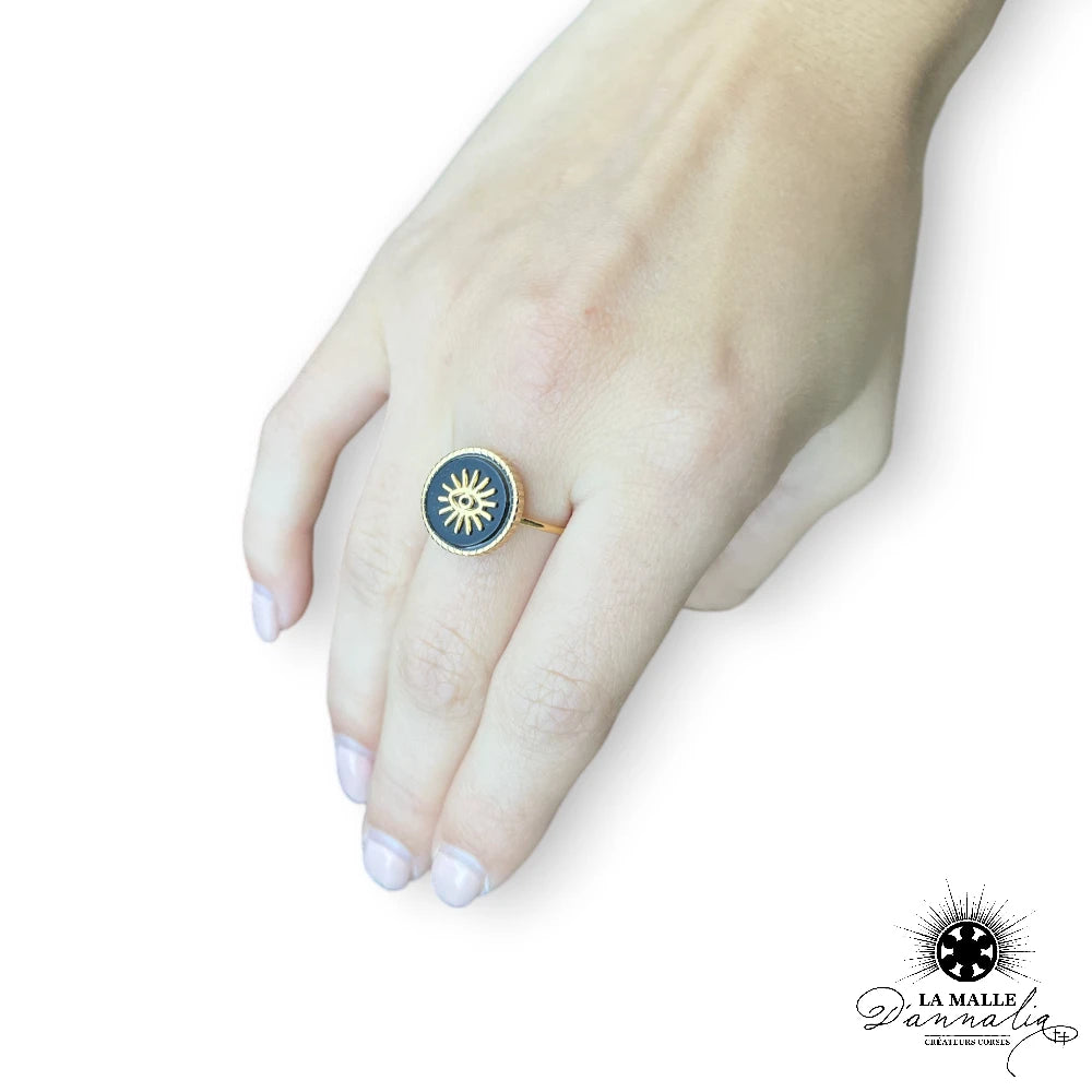 lamalledannalia-bijou-bague-acier-inoxydable-dore-oeil-oghu-raisine-noir