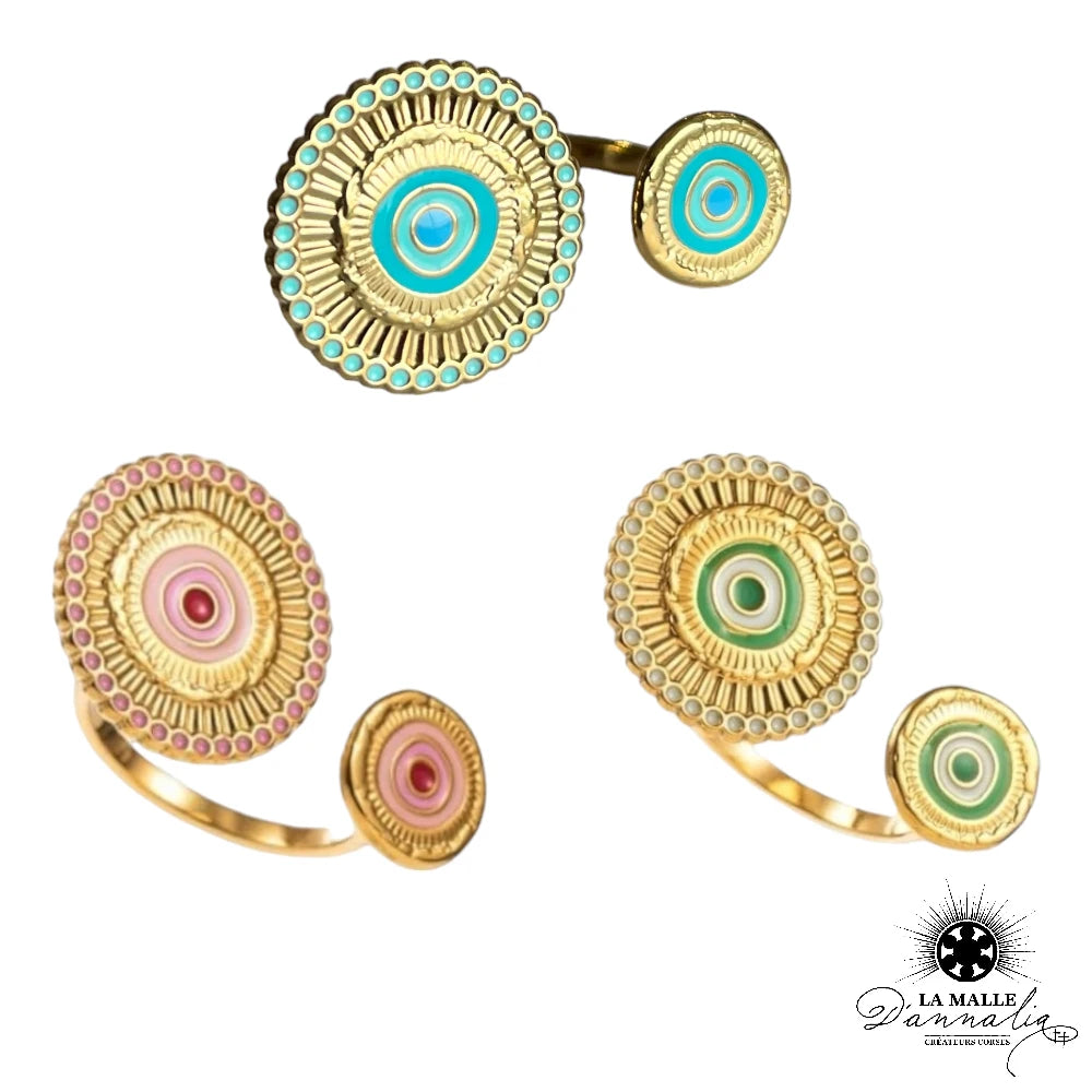 lamalledannalia-bijou-bague-acier-inoxydable-dore-oeil-rose-vert-bleu