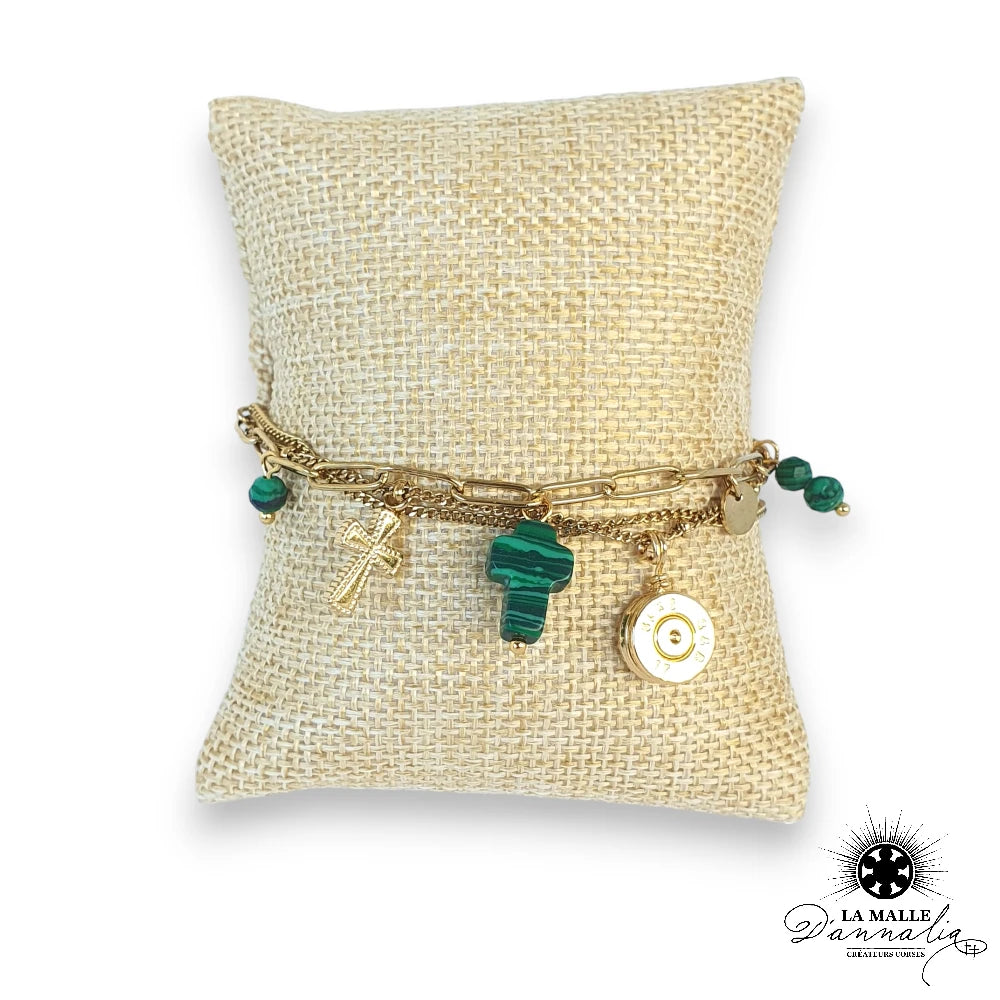 lamalledannalia-bijou-bracelet-acier-inoxydable-croix-malachite-douille