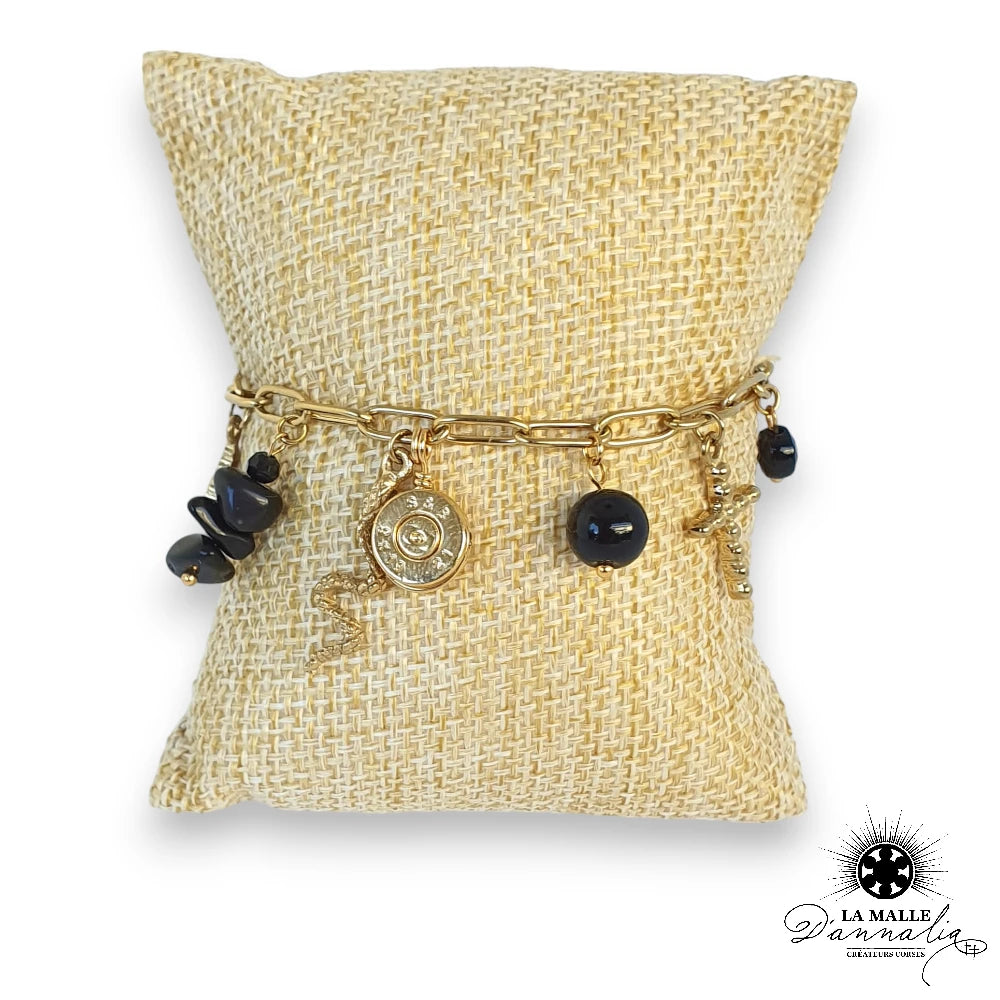 Bracelet Douille 9 mm chaîne à breloques douille croix serpent acier inoxydable