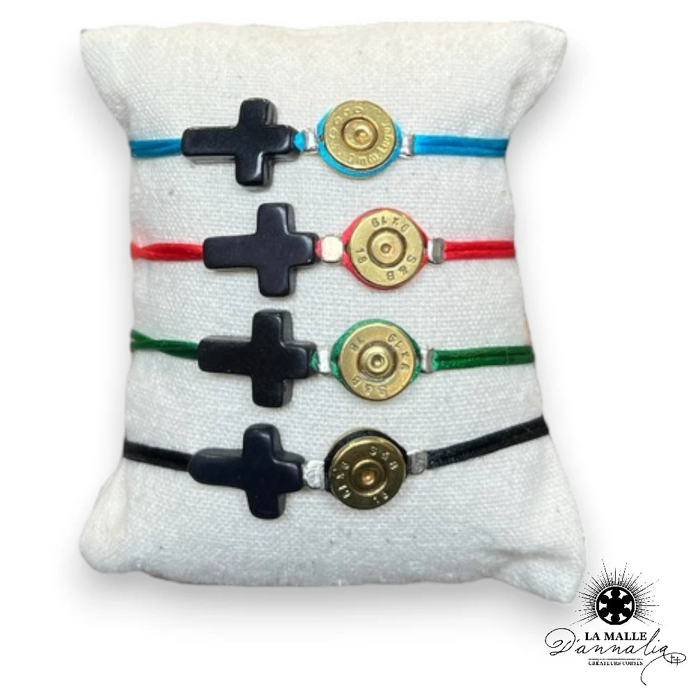Bracelet croix douille laiton 9 mm fabrication artisanale Corse