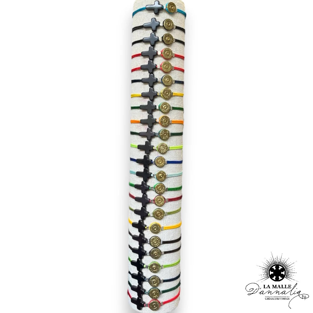 Bracelet croix douille laiton 9 mm fabrication artisanale Corse