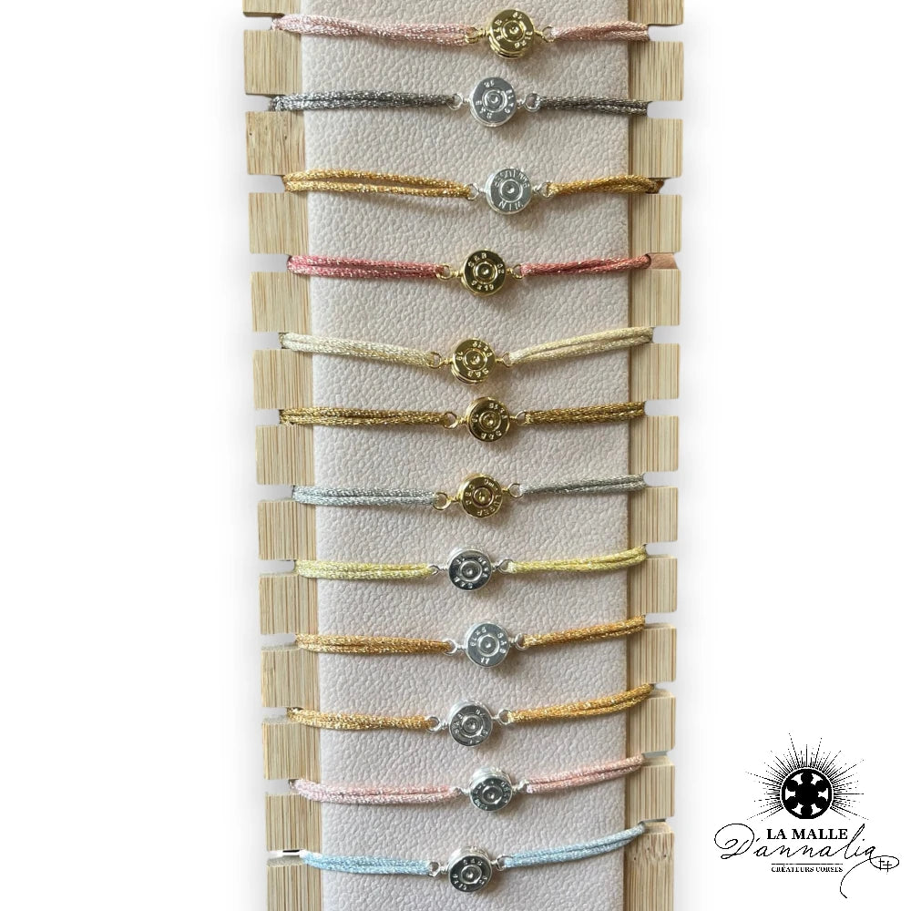 Bracelet corse 9mm - Plaqué or ou argent - Cordon lurex pailleté Creation corse