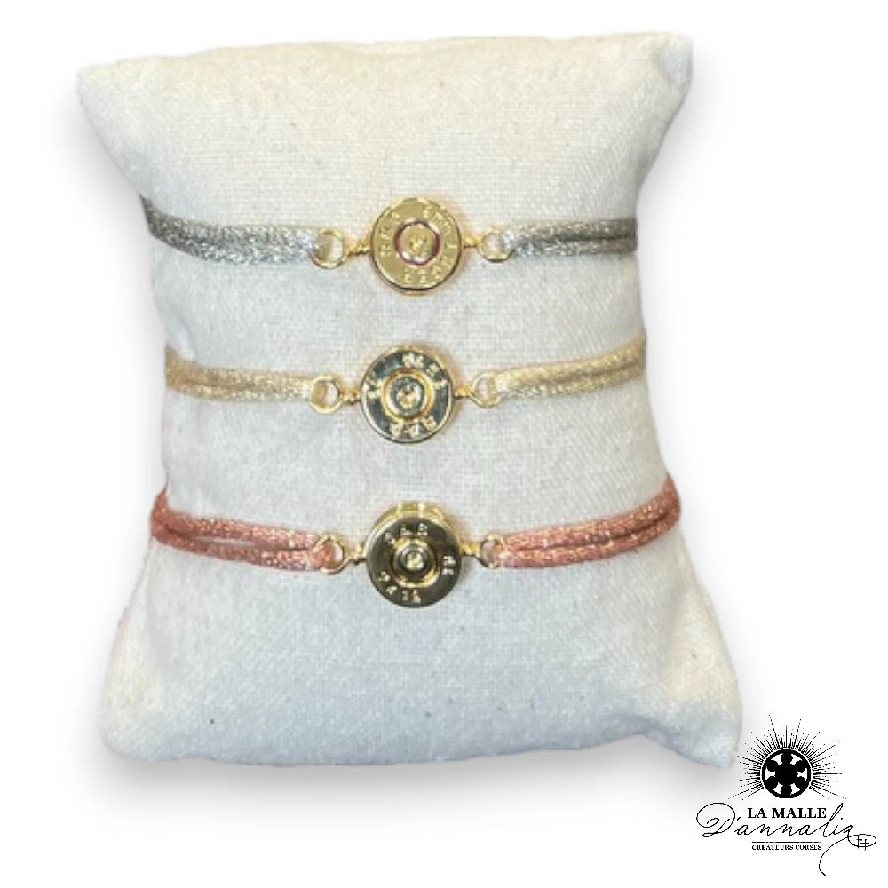 Bracelet corse 9mm - Plaqué or ou argent - Cordon lurex pailleté Creation corse