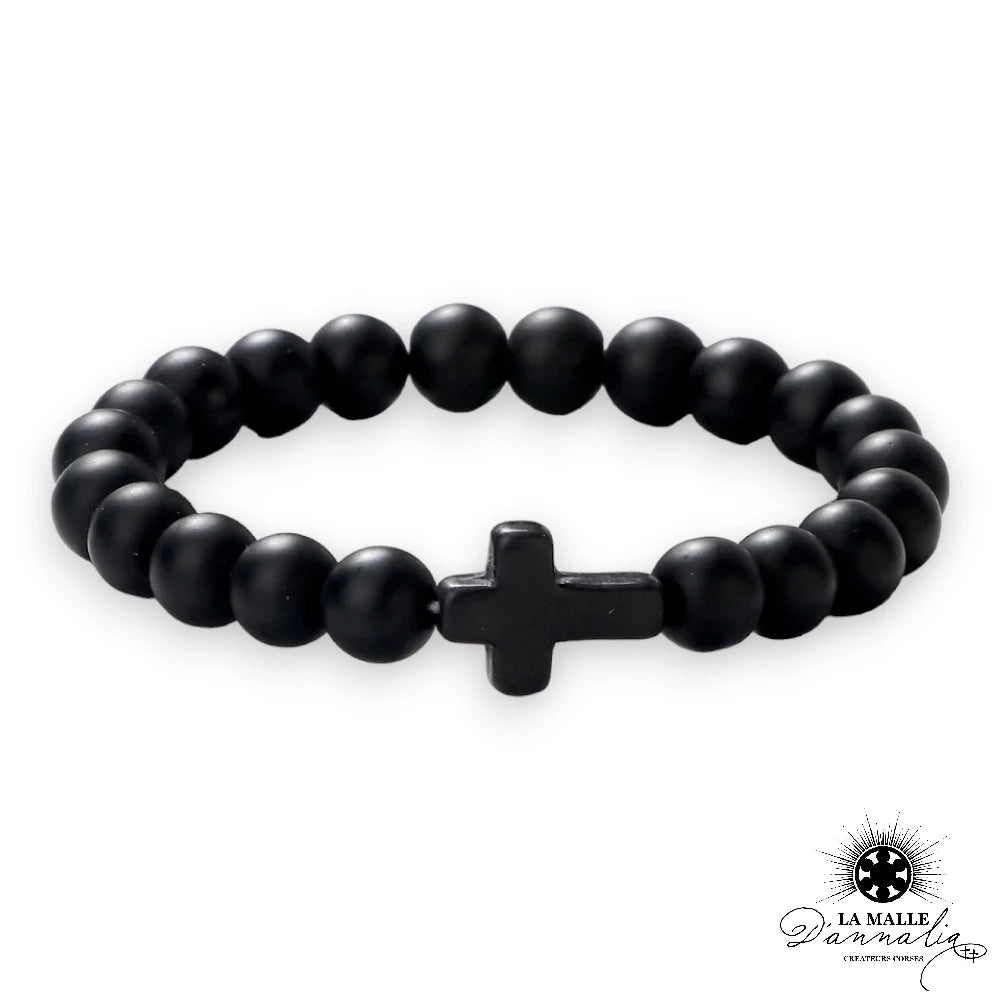 lamalledannalia bijou bracelet perle croix noir homme