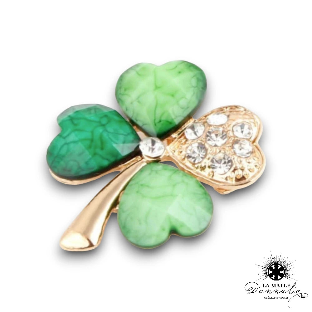 Broche Bijou trefle à quatre feuilles Porte bonheur
