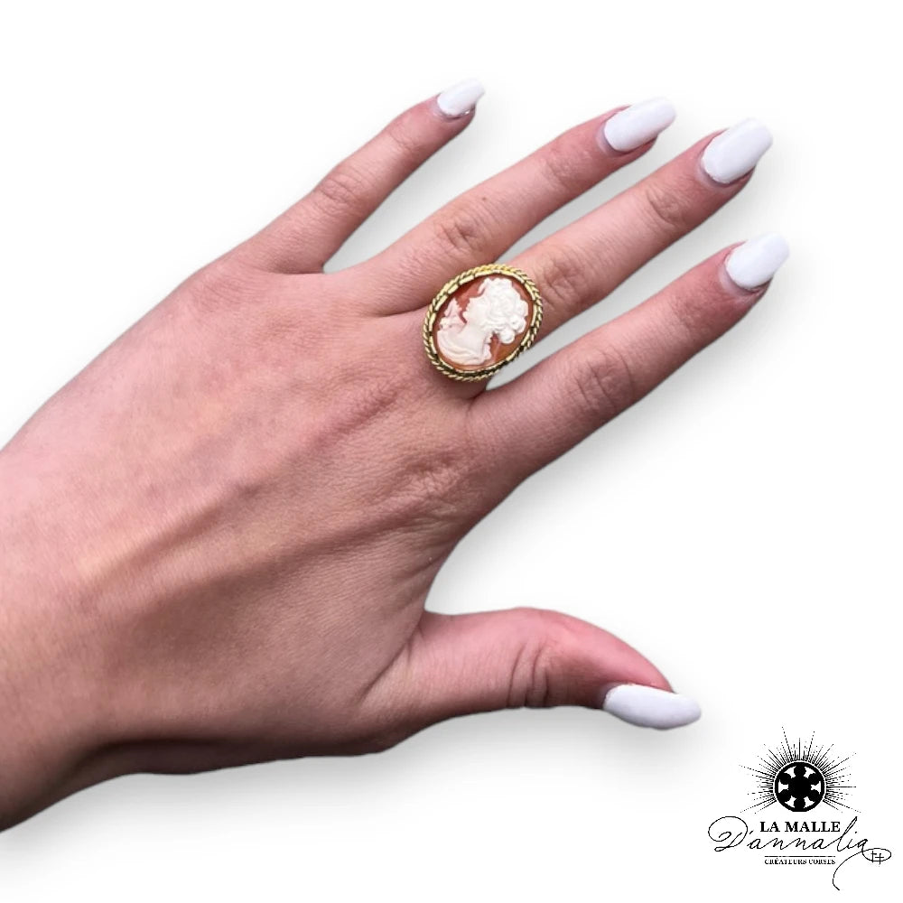 bijou came coquillage bague veritable dore