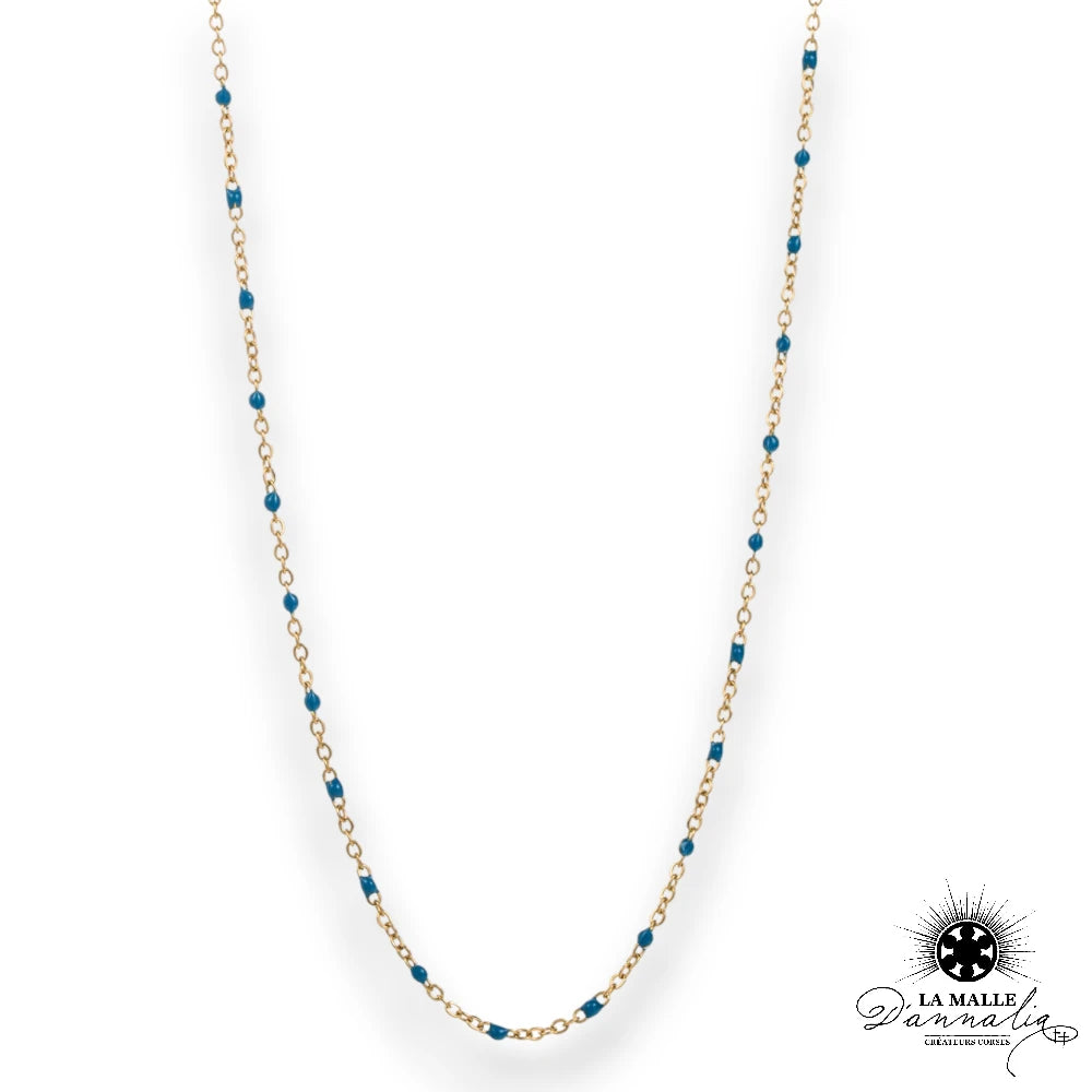 Collier acier inoxydable perles bleues bijou La Malle d Annalia