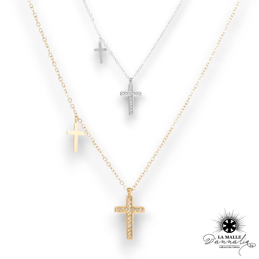 lamalledannalia-bijou-collier-croix-strass-acier-inoxydable-dore-argente