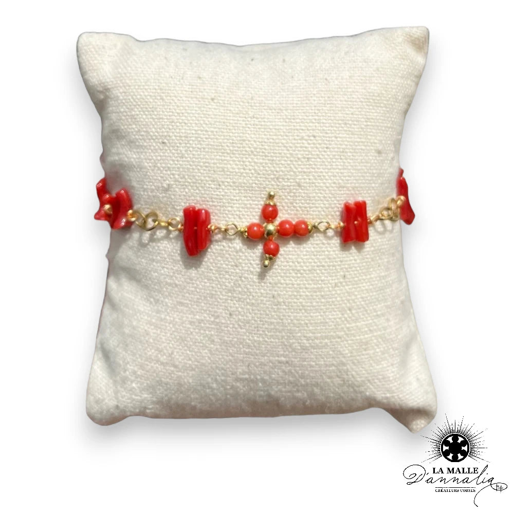 lamalledannalia-bijou-corail-bracelet-acier-inoydable-morceaux-corail-croix-religieux-corail
