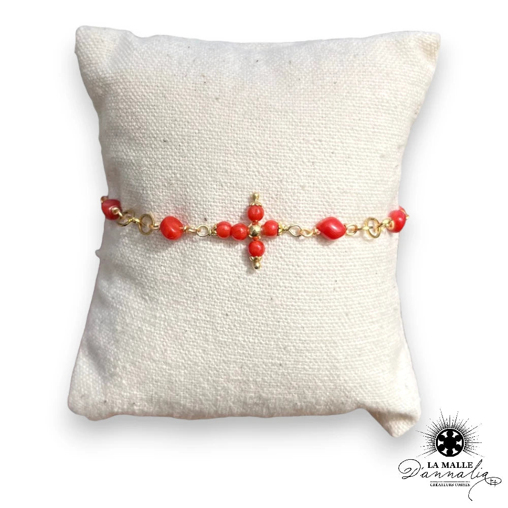 lamalledannalia-bijou-corail-bracelet-acier-inoydable-morceaux-corail-croix-religieux-perle-corail