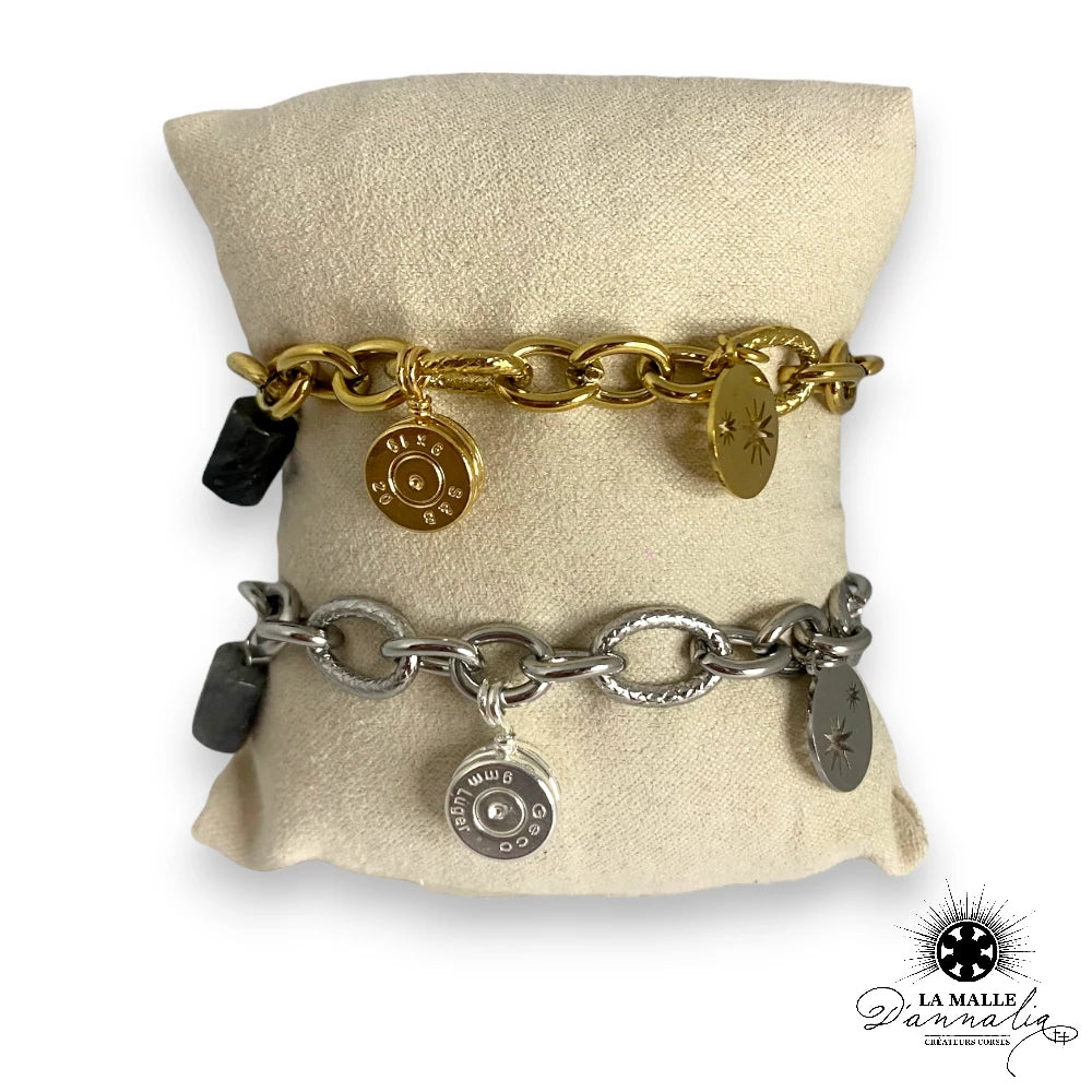 Bracelet Grosse Maille et Pierre Douille creation