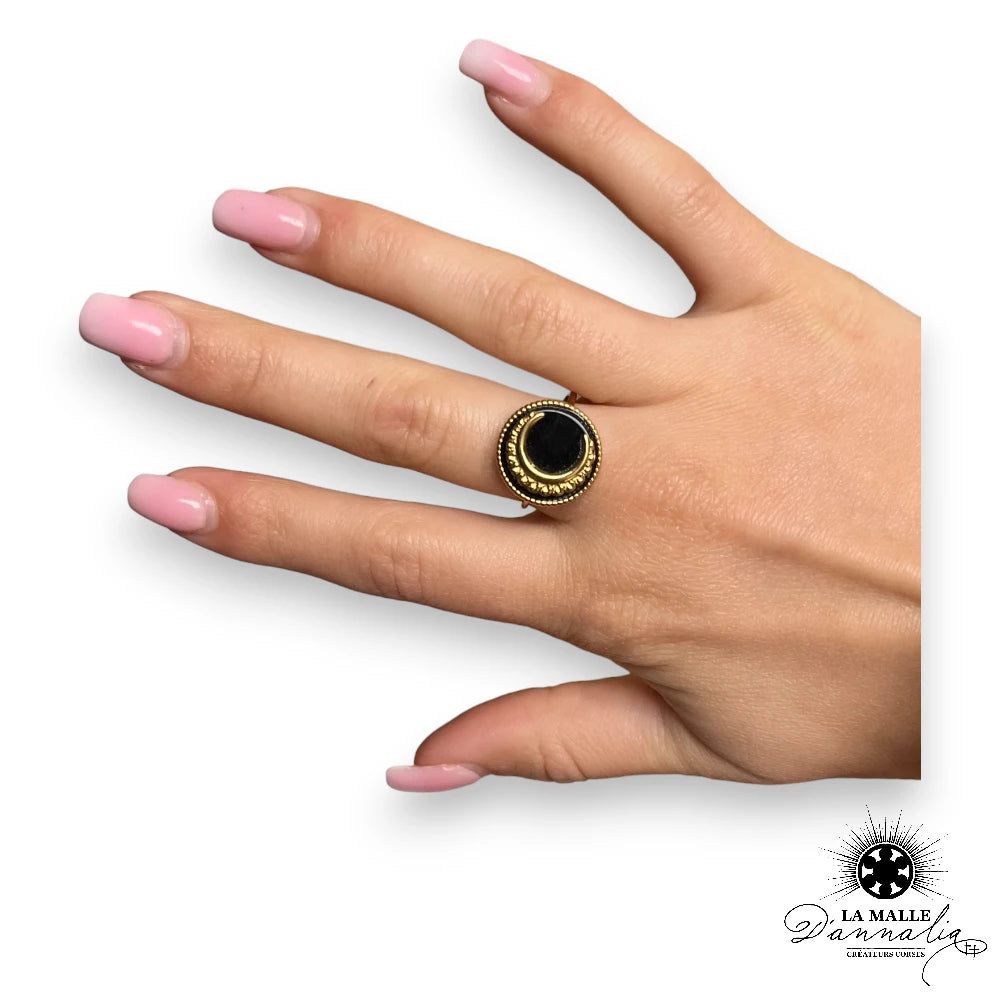 lamalledannalia-bijoux-bague-acierinoxydable-dore-baguedore-baguelune-baguenoir