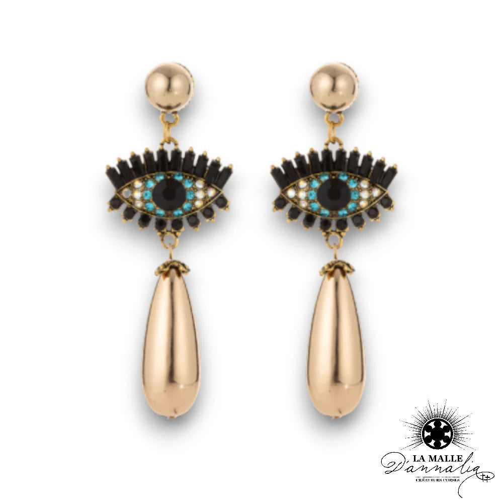 lamalledannalia-bijoux-boucle-oreille-oeil-fantaisie-bleu-goutte-dore