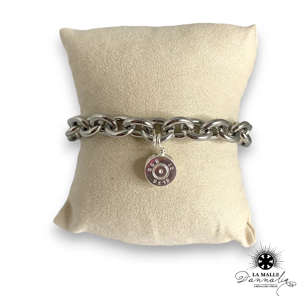 Bracelet femme grosse maille argent et douille creation corse