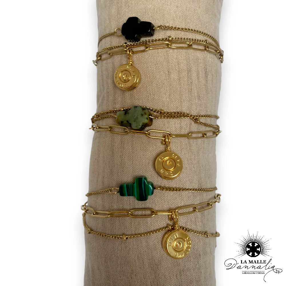 lamalledannalia-bijoux-bracelet-doulle-acier-inoxydable-malachite-croix-noir-breloque