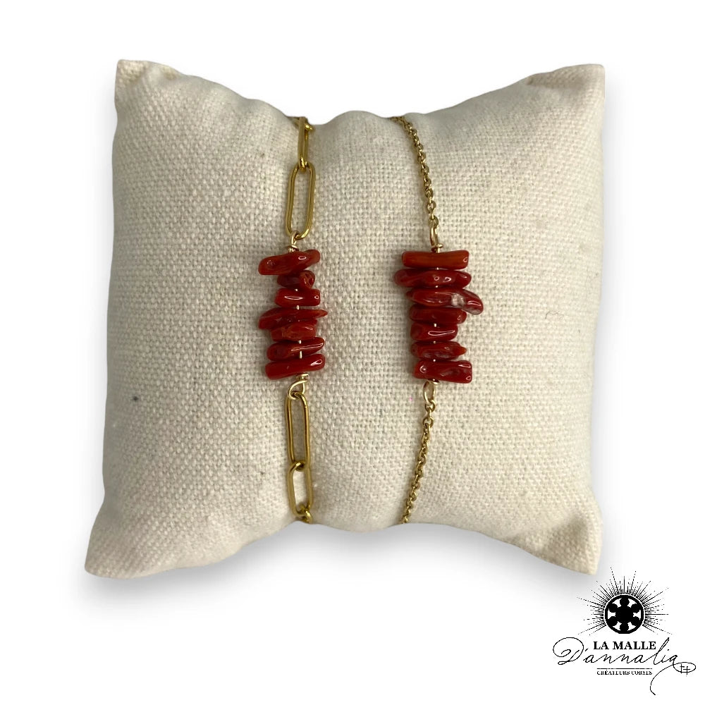 lamalledannalia-bijoux-braceletcorail-acierinoxydable-corail-véritable-pierre-corail-chaine-acier