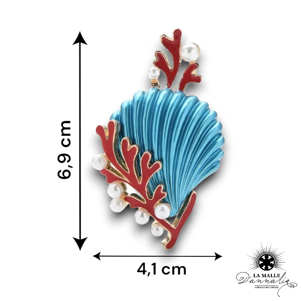 lamalledannalia-bijoux-broche-fantaisie-coquillage-bleu-corail-rouge-perle-taille