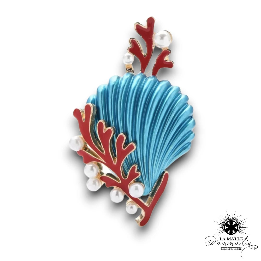 lamalledannalia-bijoux-broche-fantaisie-coquillage-bleu-corail-rouge-perle