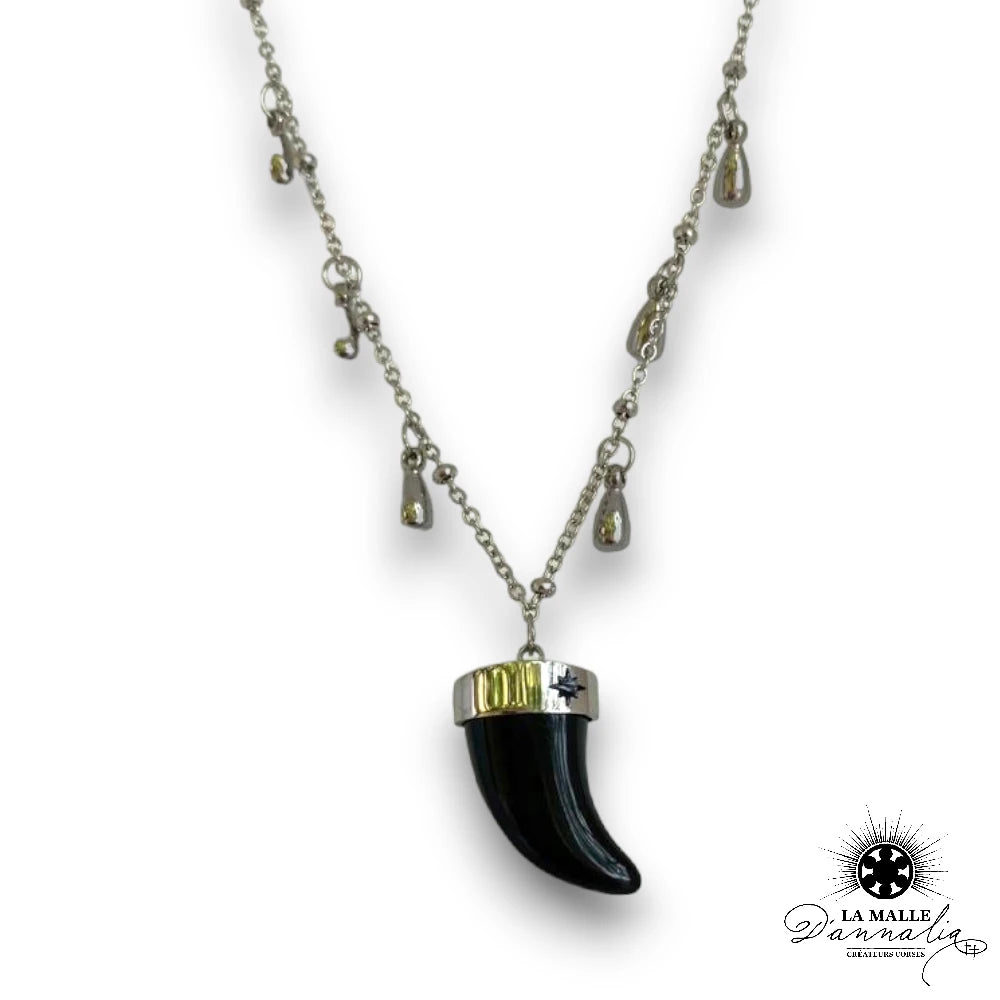 lamalledannalia-bijoux-collier-dent-noir-acier-inoxydable-argent