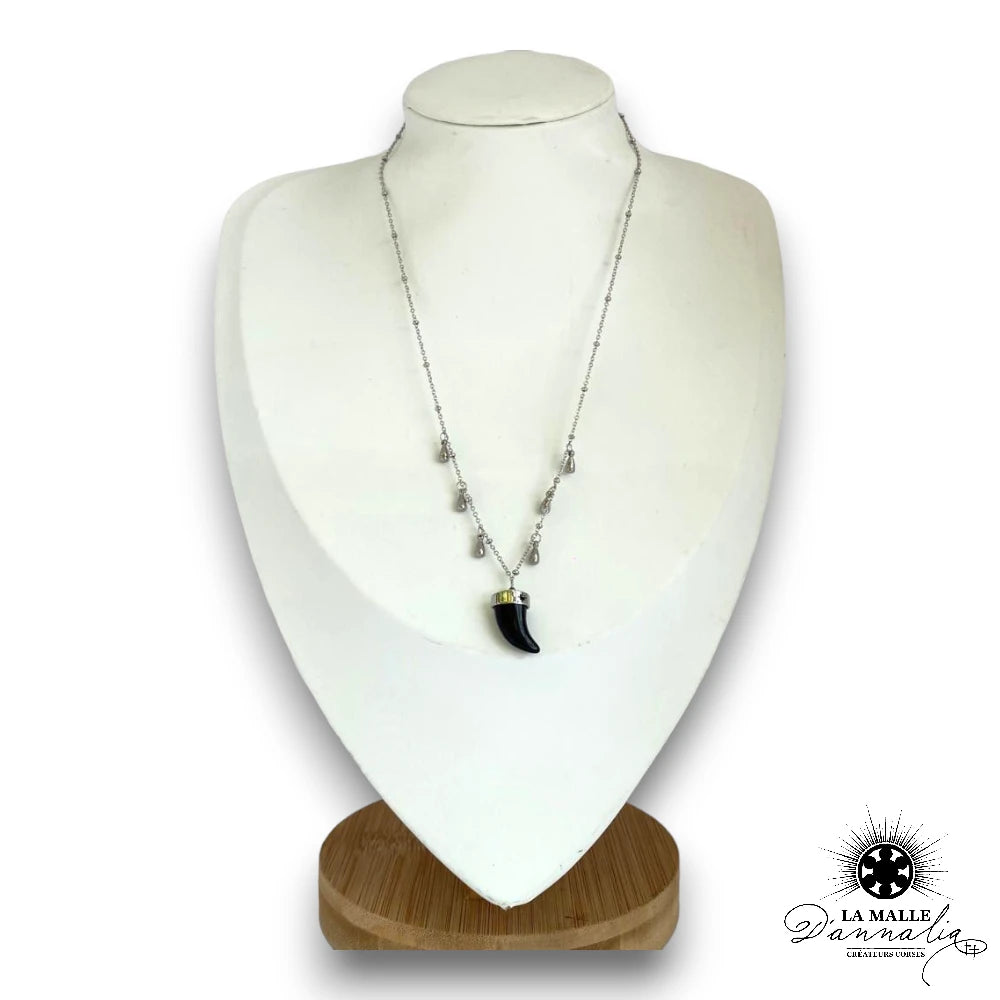 lamalledannalia-bijoux-collier-dent-noir-buste-acier-inoxydable-argent