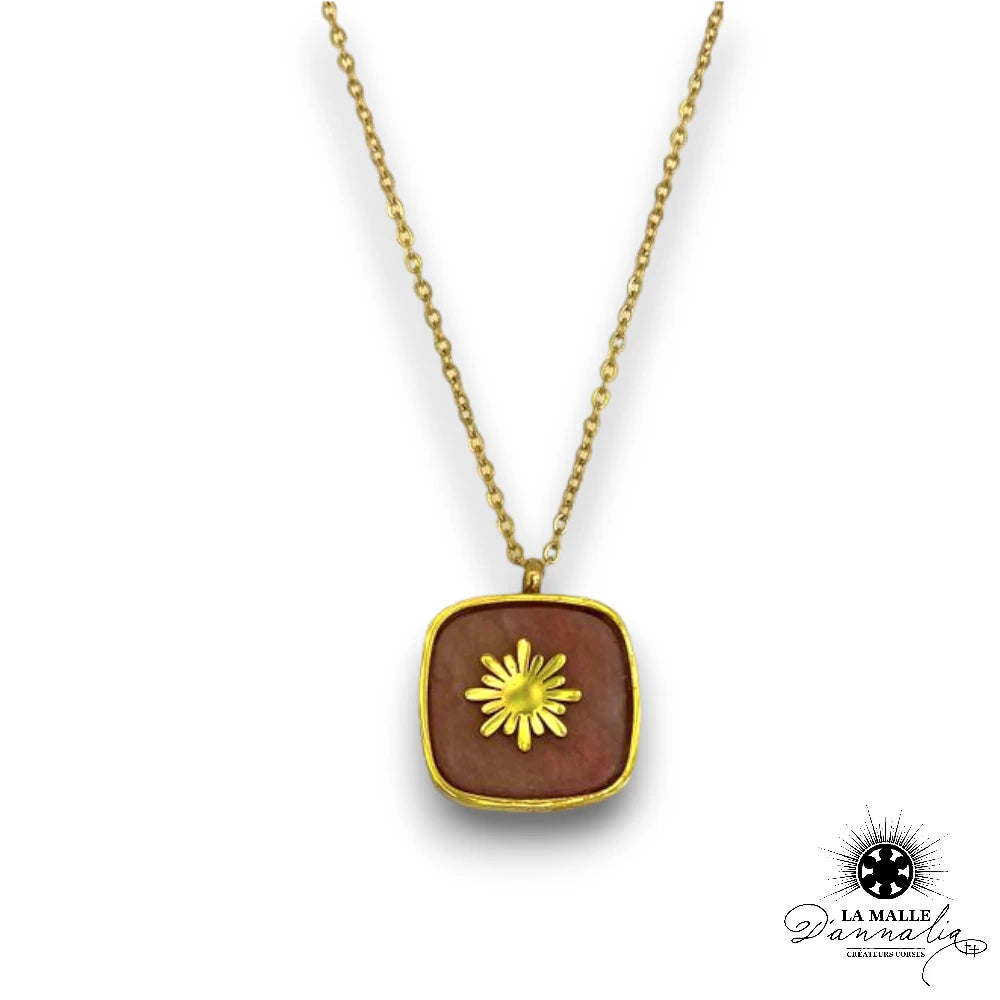 lamalledannalia-bijoux-collier-marron-etoile-acier-inoxydable-dore