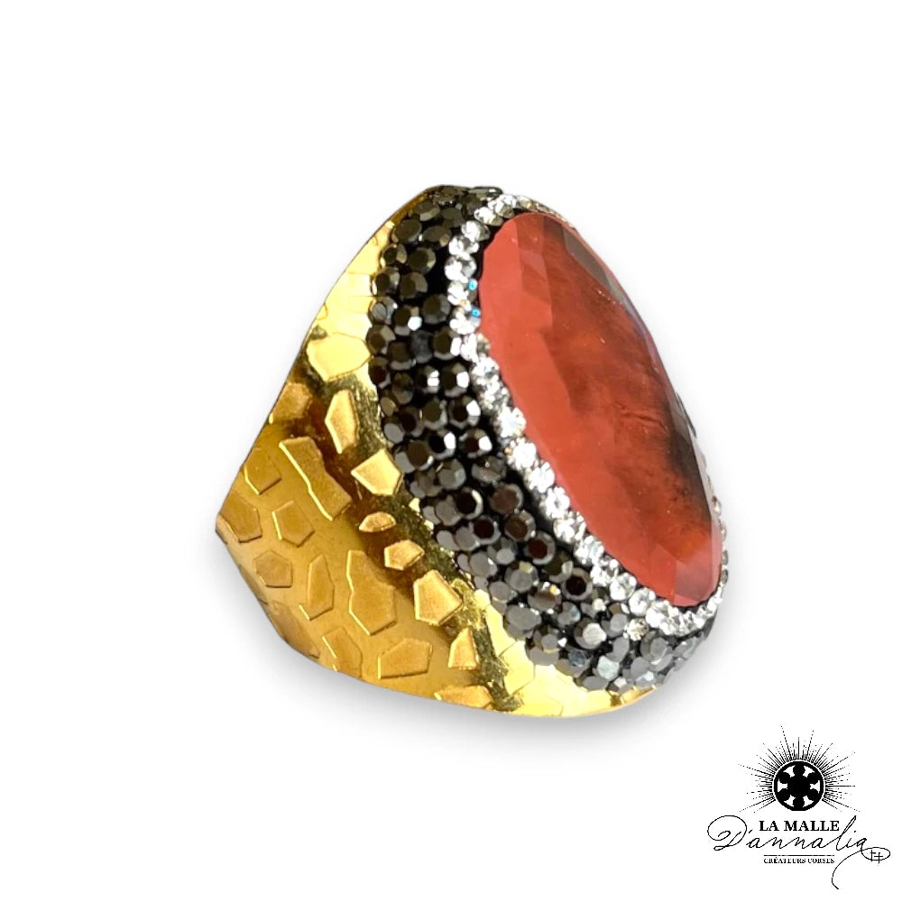 lamalledannalia-bijoux-fantaisie-acierinoxydable-baguedore-Effetpierre--BagueOcre-terracota