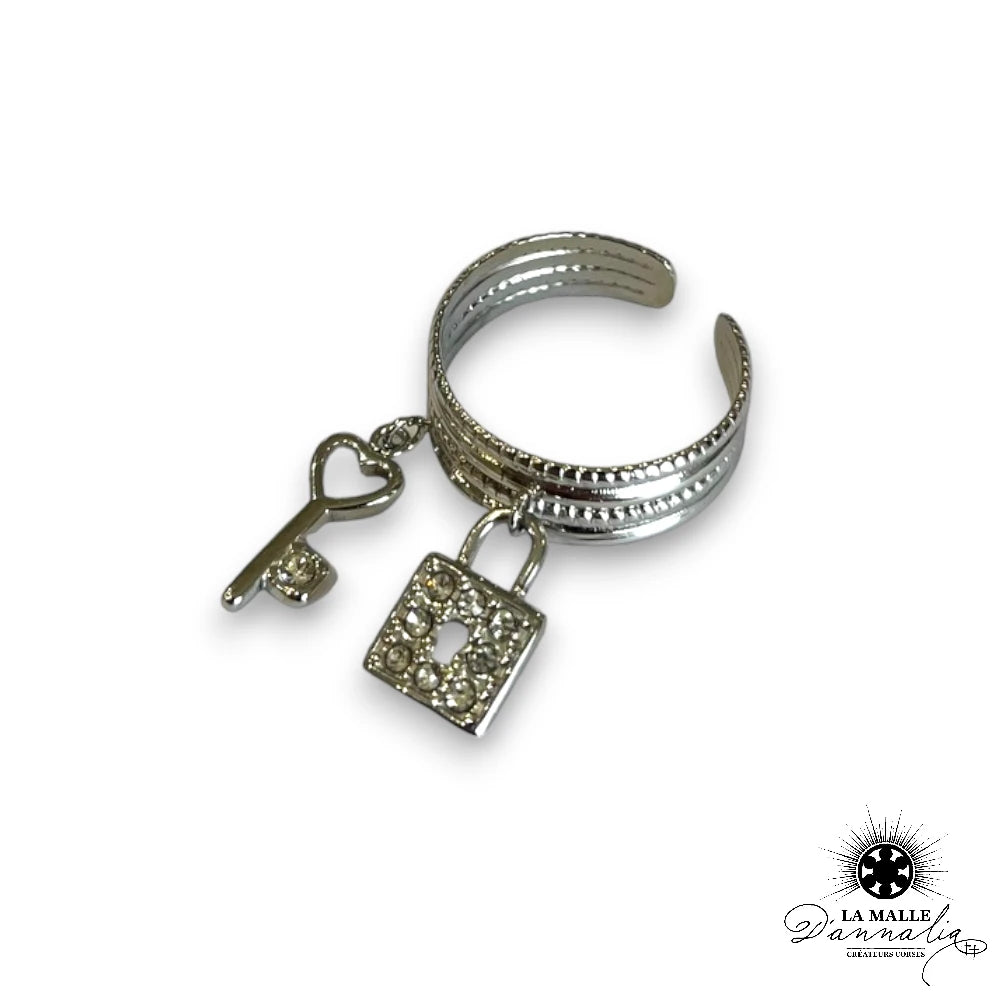 lamalledannalia-bijoux-fantaisie-strass-argente-acierinoxydable-bague-bagueargente-cadena-clef-acier-inoxydable-reglable-baguereglable-bague-baguestrass-baguepampilles-bague-reglable