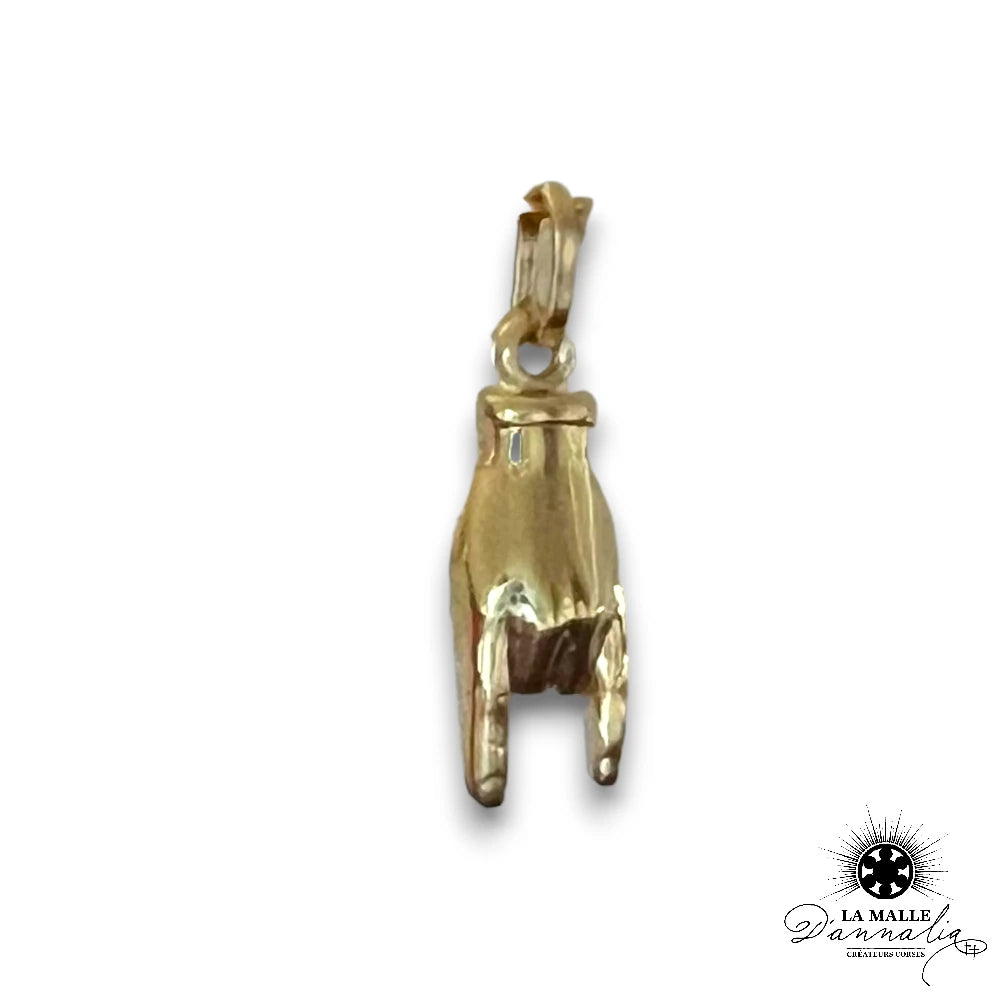 Pendentif Main De Protection Avec Cornes En Or 18 Carats Jaune - Unisexe - Porte-bonheur