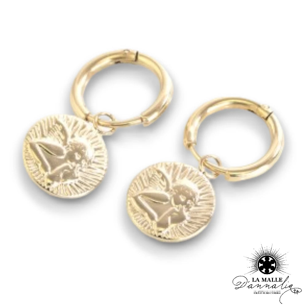 lamalledannalia-boucle-oreille-acier-inoxydable-dore-ange