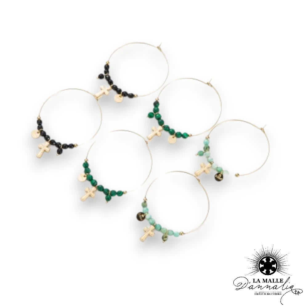 lamalledannalia-boucle-oreille-acier-inoxydable-dore-croix-perle-noir-malachite