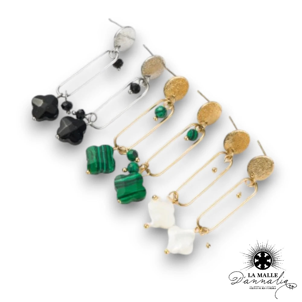 lamalledannalia-boucle-oreille-acier-inoxydable-dore-noir-malachite-blanc