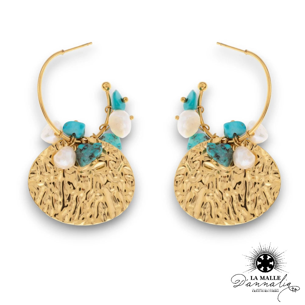 lamalledannalia-boucle-oreille-acier-inoxydable-dore-turquoise-perle-blanche