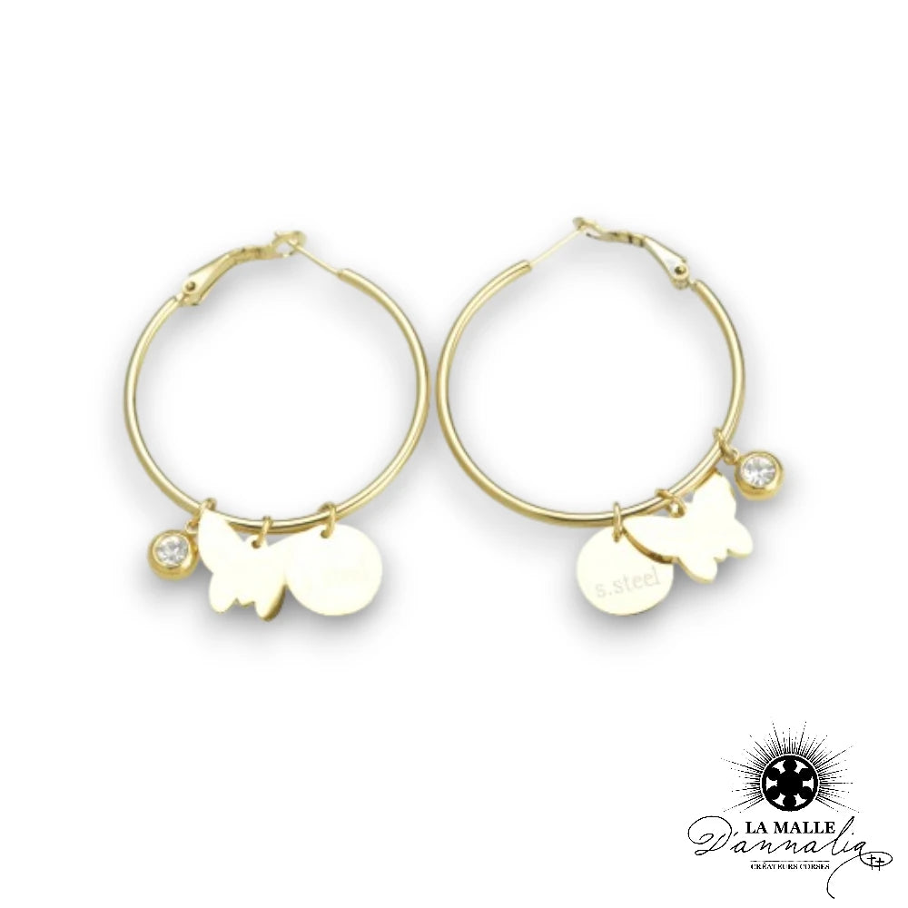 lamalledannalia-boucle-oreille-acier-inoxydable-papillon-strass-dore