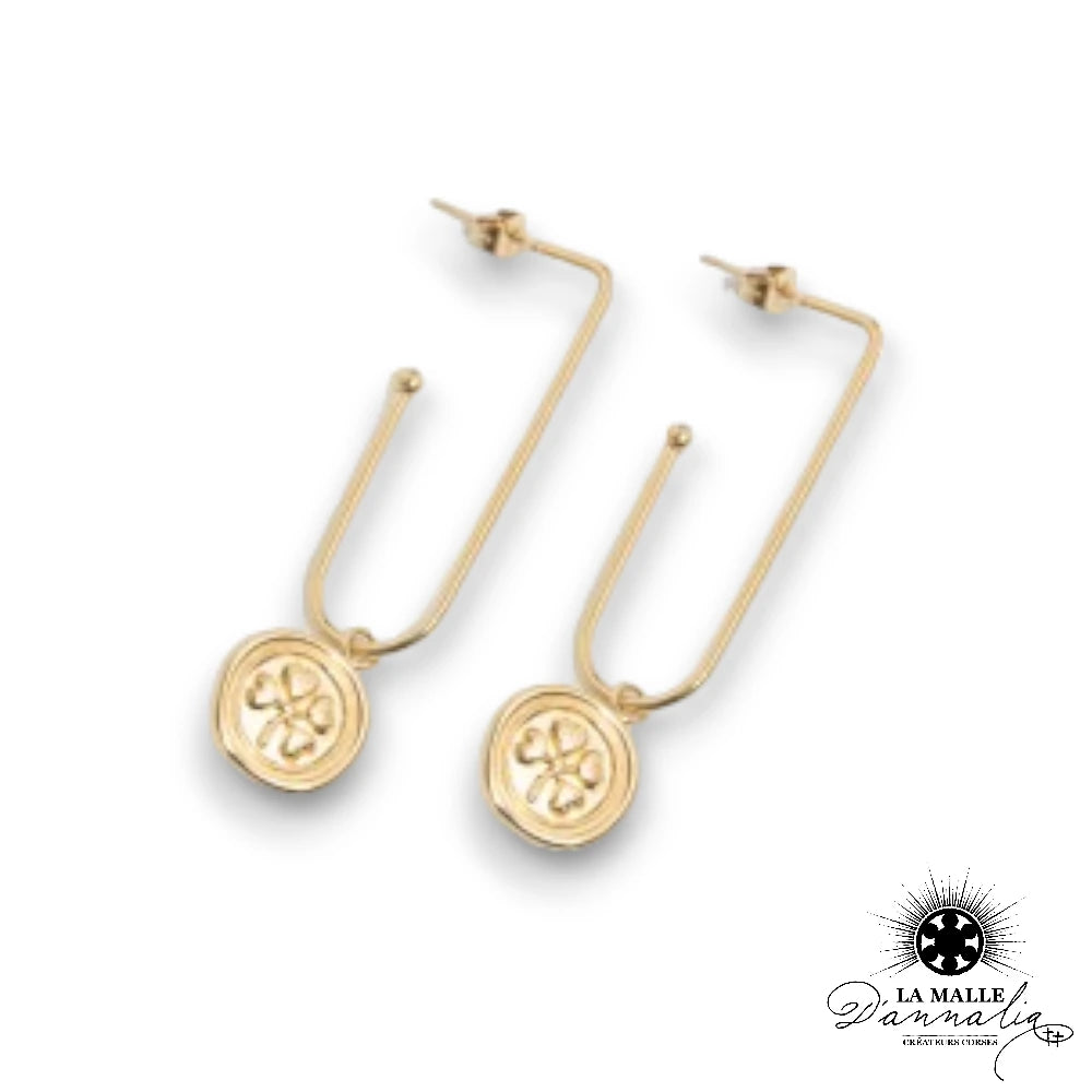 Boucles d'Oreilles Acier Trèfle Porte-Bonheur Dorées ou Argentées : Chance