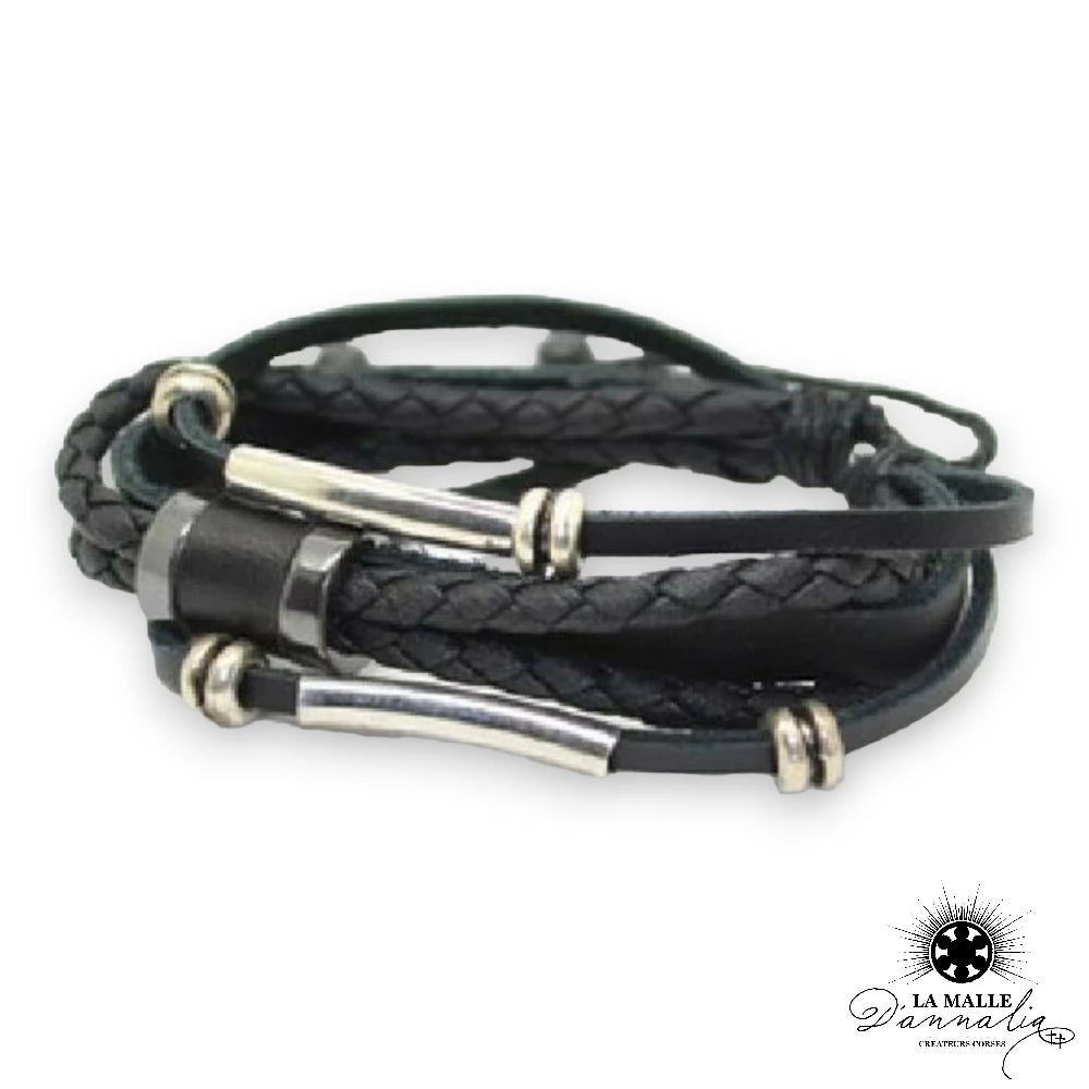 lamalledannalia bracelet ancre fantaisie fermoir argent noir