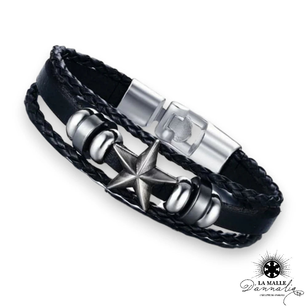 bracelet etoile homme perle metal fermoir lamalledannalia