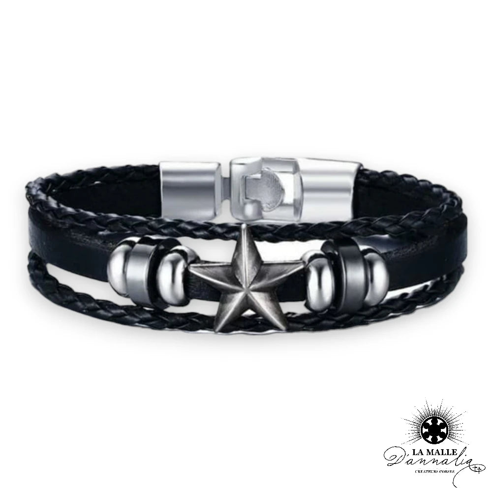 bracelet homme etoile perle metal lamalledannalia