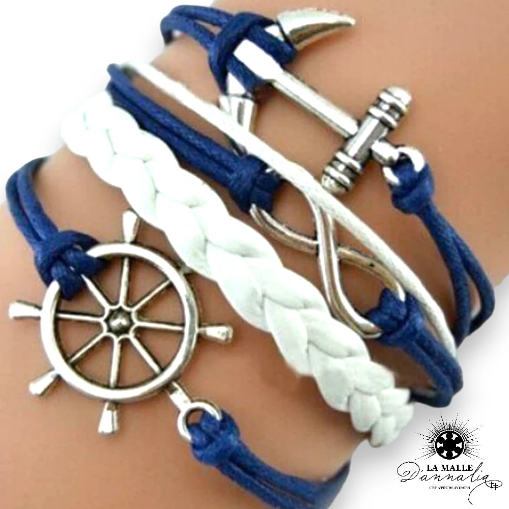 lamalledannalia bracelet marin ancre bleu